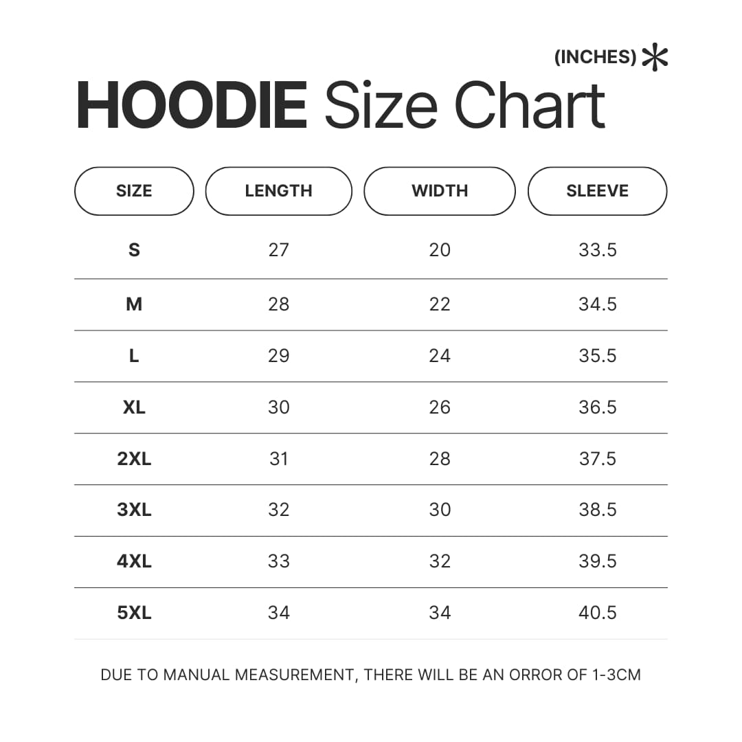Hoodie Size Chart - The Quarry Store