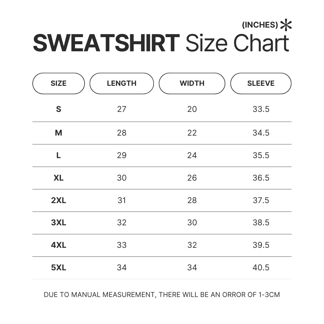 Sweatshirt Size Chart - The Quarry Store