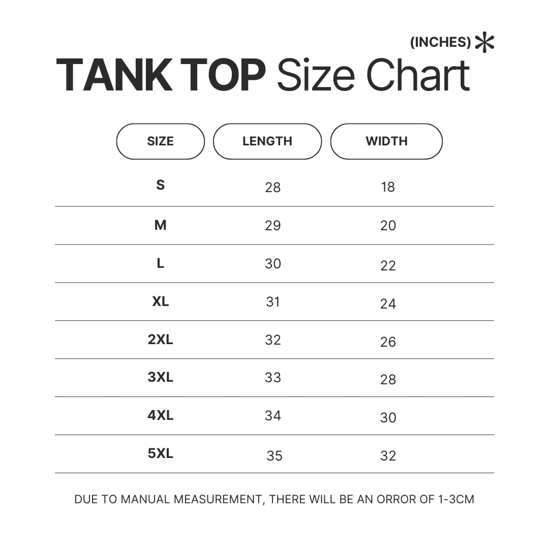 Tank Top Size Chart - The Quarry Store
