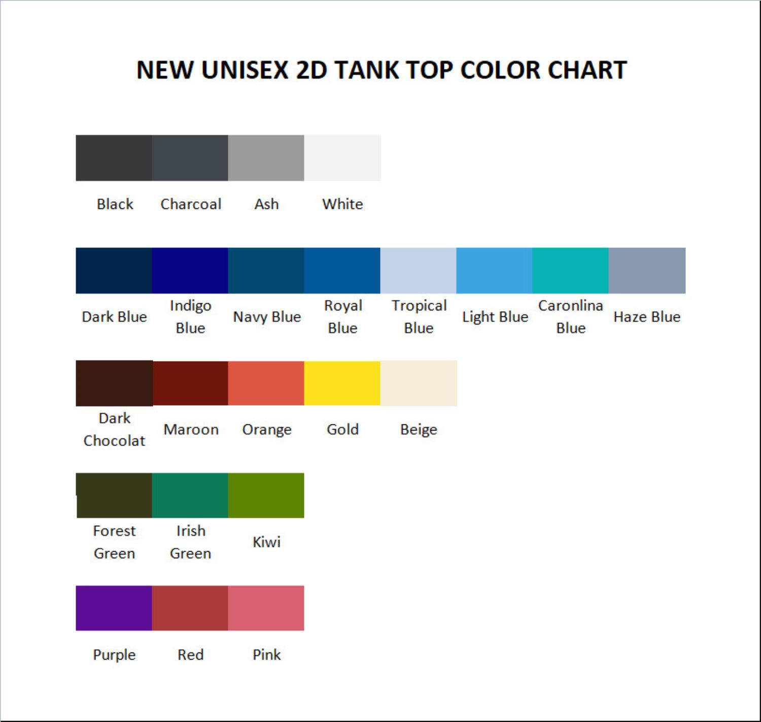 tank top color chart - The Quarry Store