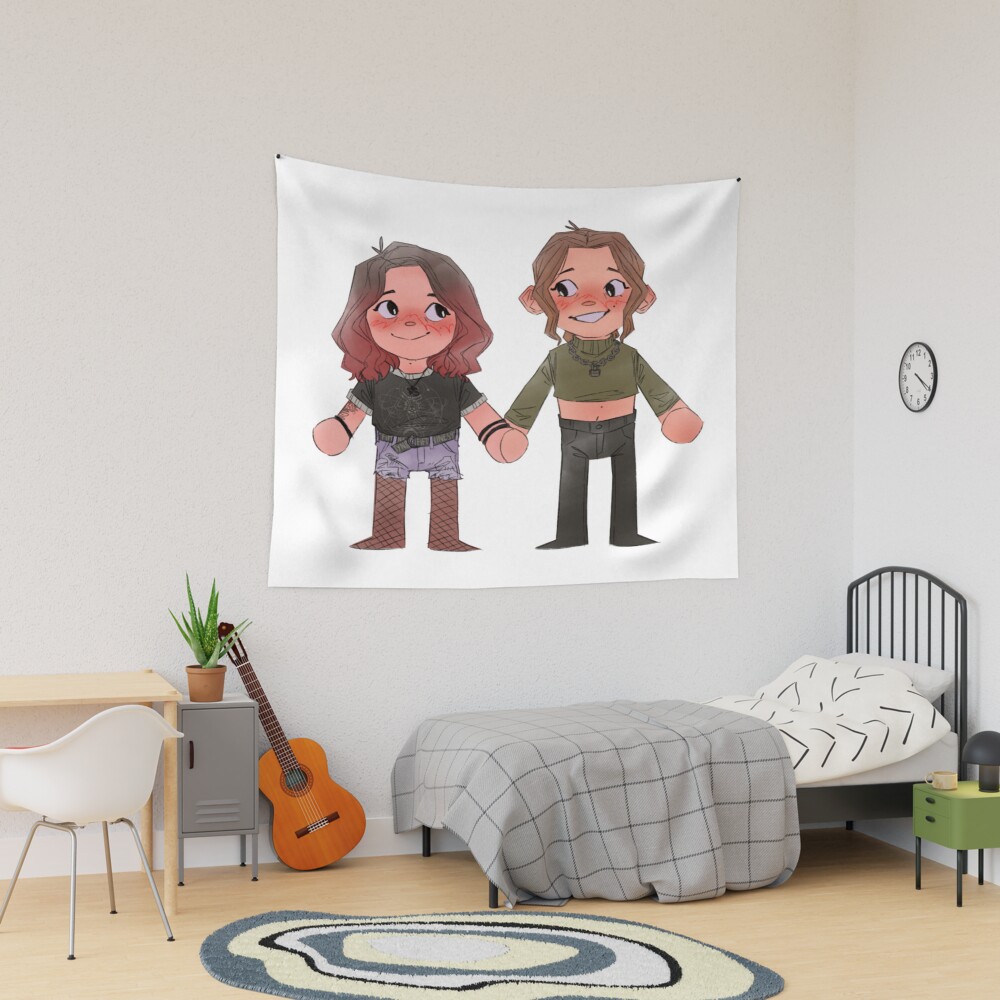 Emma And Abi Holding Hands Tapestry